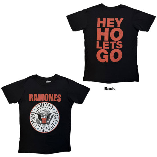 Premium Carbon Tee - Ramones - Hey Ho - Red Block Text