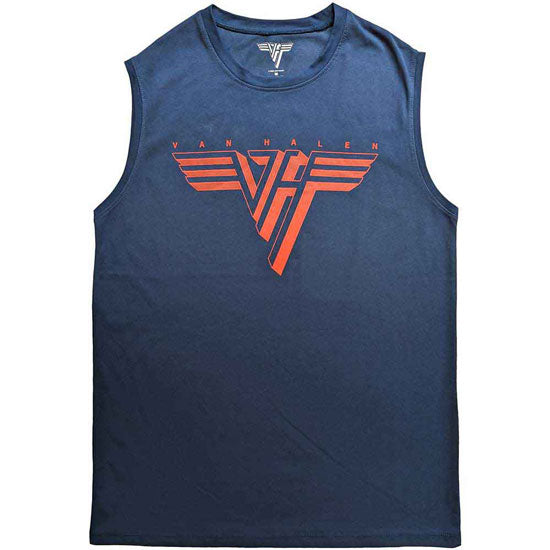 Tank Top - Van Halen - Classic Red Logo - Denim Blue