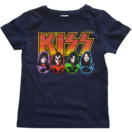 T-Shirt - Kiss - Faces Icons - Navy - Kids