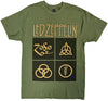 T-Shirt - Led Zeppelin - Gold Symbols in Black Squares - Green