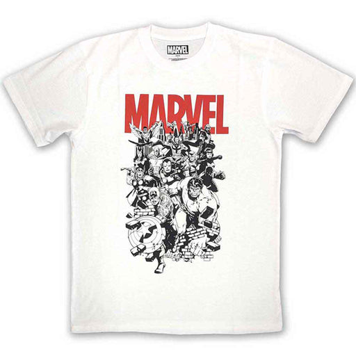 T-Shirt - Marvel - Black & White Characters - White