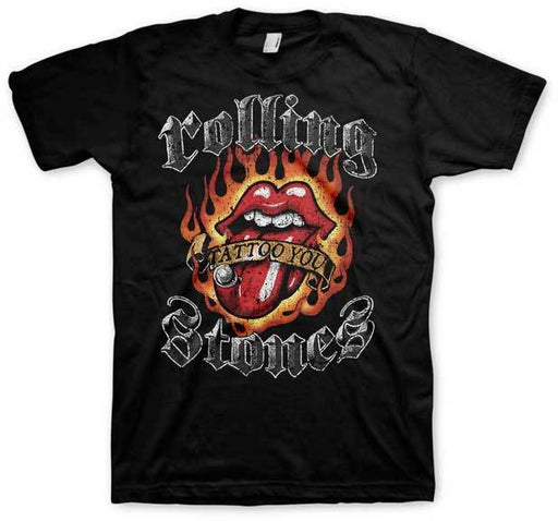 T-Shirt - Rolling Stones - Flaming Tattoo Tongue-Metalomania