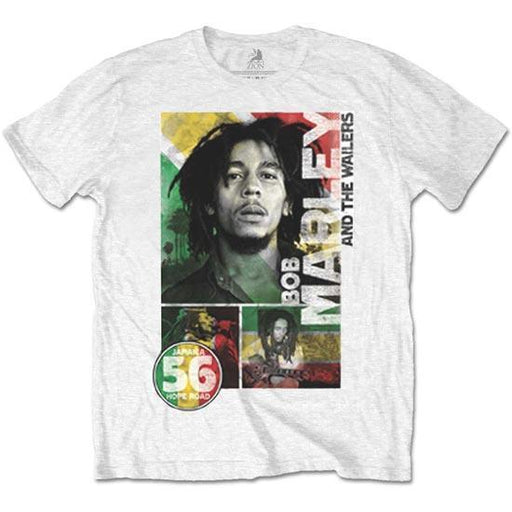 T-Shirt - Bob Marley - 56 Hope Road Rasta - White-Metalomania