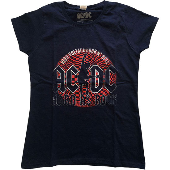 T-Shirt - ACDC - Hard As Rock - Navy - Lady