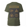 T-Shirt - Led Zeppelin - Gold Symbols and Squares - Green-Metalomania